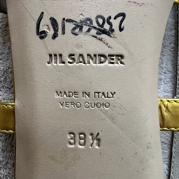 Jil Sander Metallic Gold Cage Peep-Toe Slingback Flat Sandal Women 38.5 US 7.5 - Picture 12 of 13